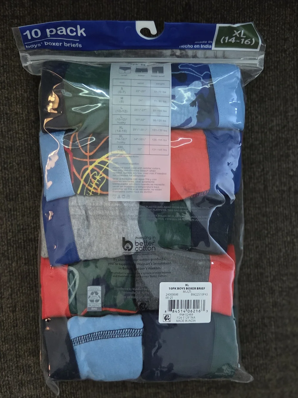 NEW wonder nation Boy's XL (14-16) 10-Pack Boxer Briefs